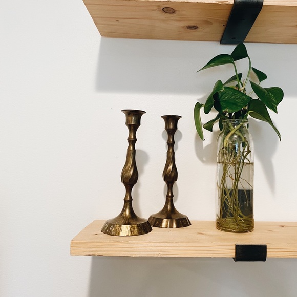 Pair of 2 matching vintage brass candle holders - Picture 1 of 1